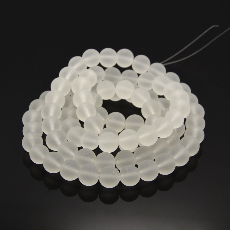 Perles en verre transparent givré Ø10mm blanc  (x25)  