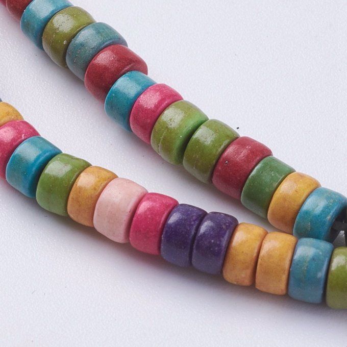 160  perles (environ) rond plat 4.5x2.5mm en turquoise synthétique colorée couleur mixe 