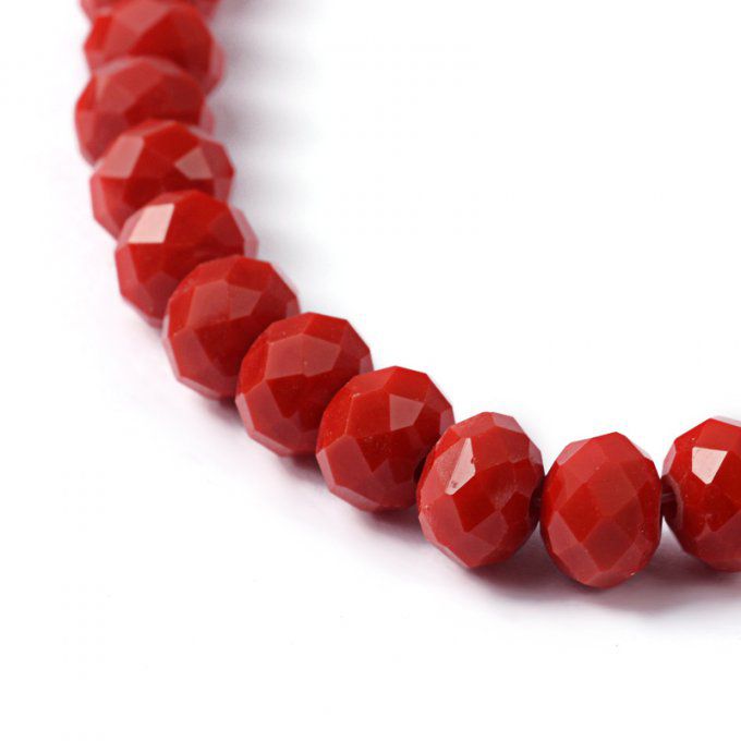 Perles facettées,opaque ,forme abaque 8x6mm rouge foncé (x10)