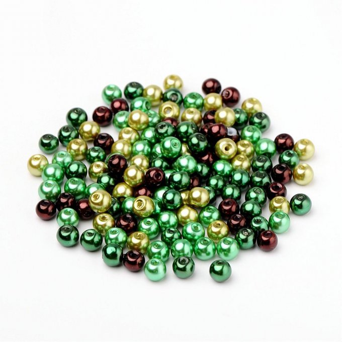 Mélange de 200 perles nacrées Ø6mm Choc-Menthe