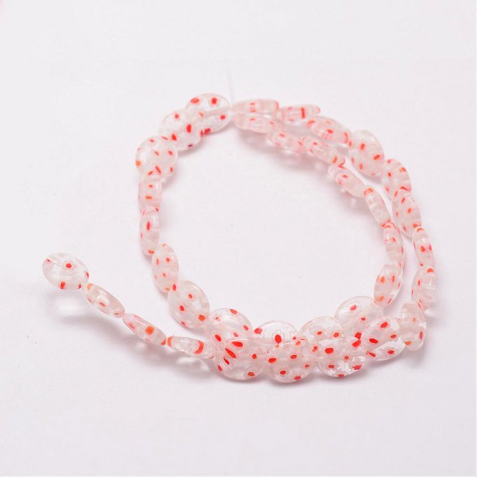 Perles de verre style Millefiori rose (x10)