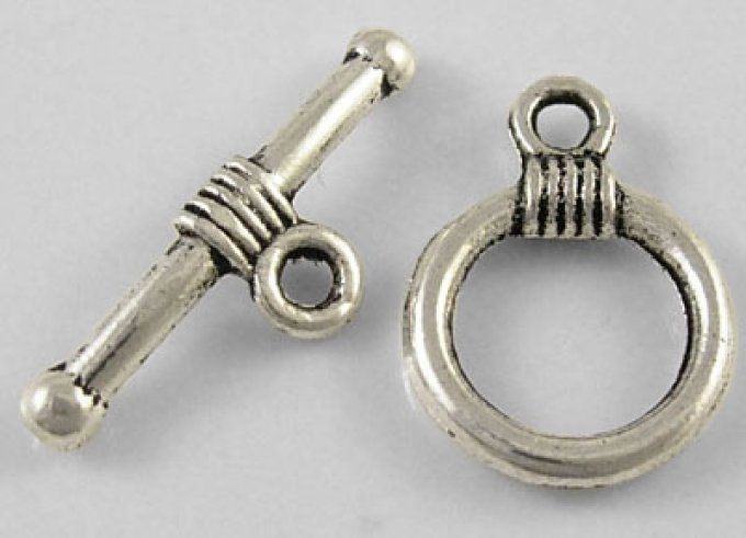 Fermoirs en T  Ø11mm couleur argent antique (x10) 