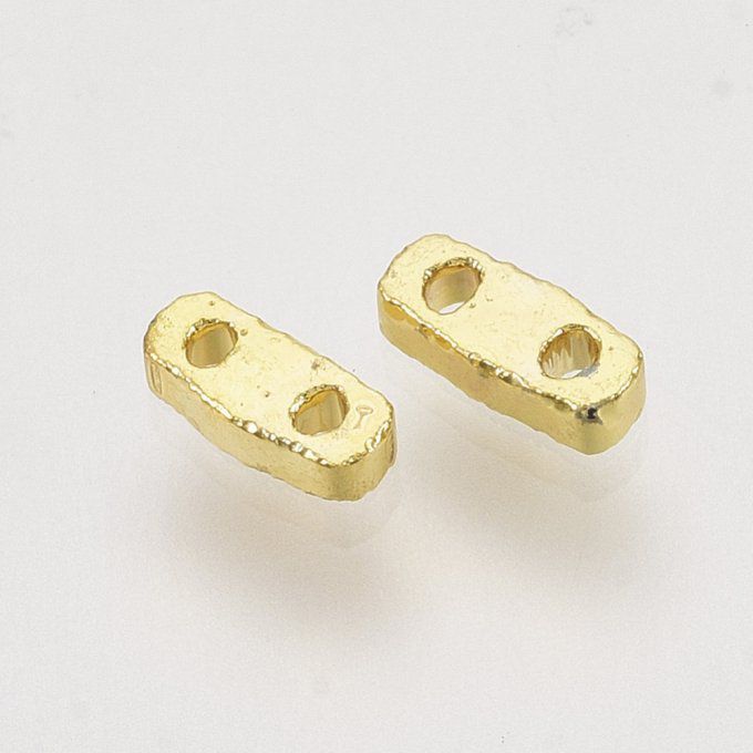 Rocailles  2 trous ,opaque, rectangulaire,  4.5~5x2x1~1.5mm, (x10) dorée