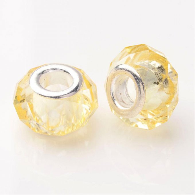 Perle Européenne en verre facetté Ø14x10mm cristal jaune 