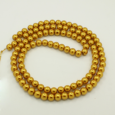 Perles rondes ,nacrées ,10 mm, or  (x10)
