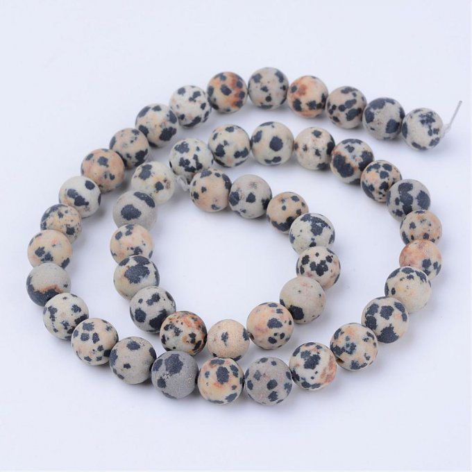 Perle ronde en Jaspe dalmatien mat naturel diamètre 8mm 