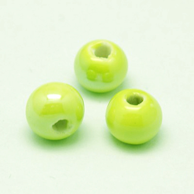 Perles porcelaine nacrée  Ø 8 mm jaune vert