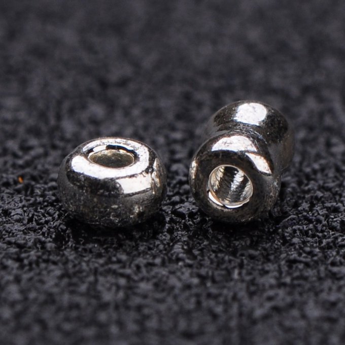 Perles de rocaille abaque 11/0 ,   2x 2mm  métallique ,couleur argent (20g)