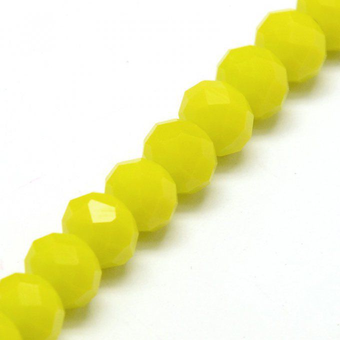 Perles facettées,opaque ,forme abaque 8x6mm jaune (x10)