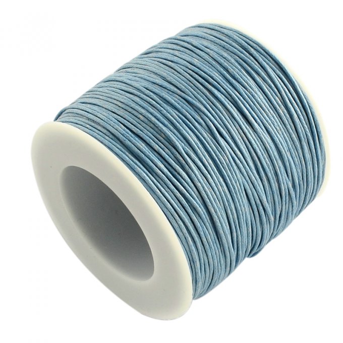 Cordon coton ciré Ø 1mm bleu acier clair