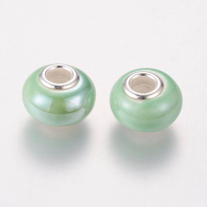 Perle Européenne porcelaine-métal vert gazon