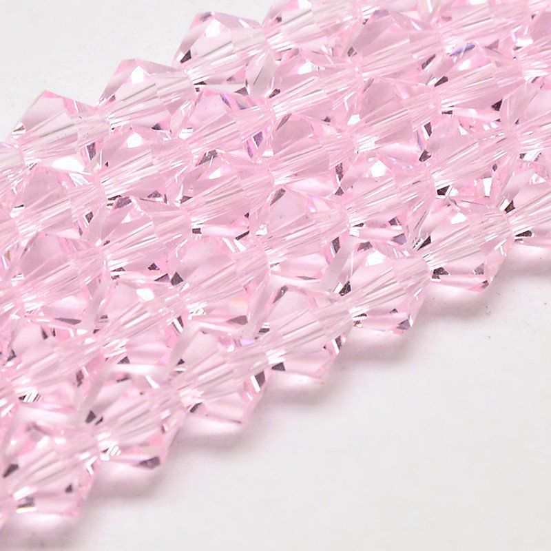 Perles facettées,forme toupie 4x4mm rose  (x100)