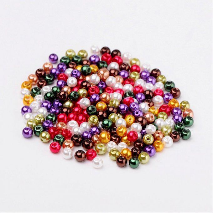 Mélange de 400 perles nacrées Ø4mm Multicolore