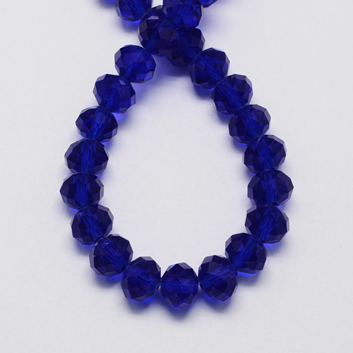 Perles facettées, transparentes,abaque 8x6mm bleu foncé (x50)