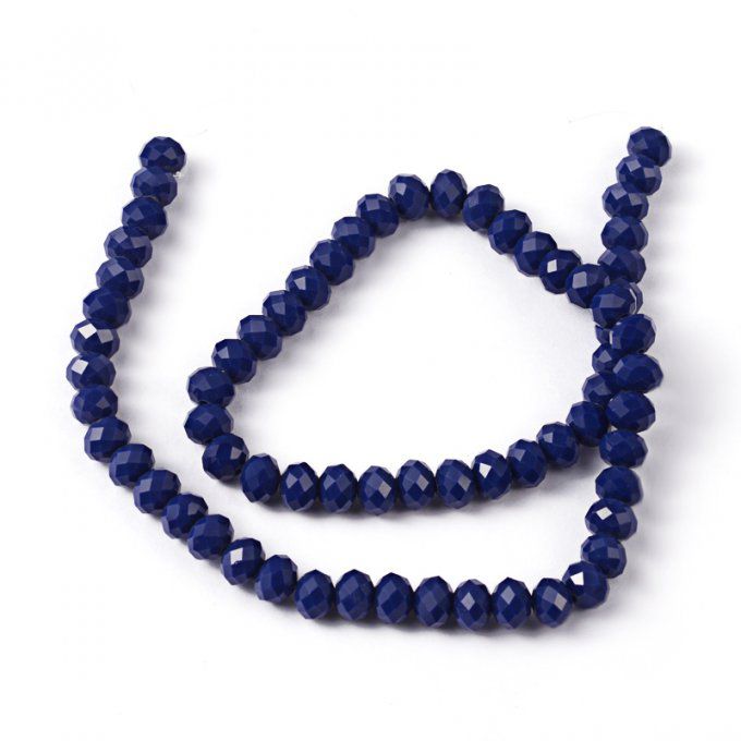 Perles facettées,opaque ,forme abaque 8x6mm bleu (x10)