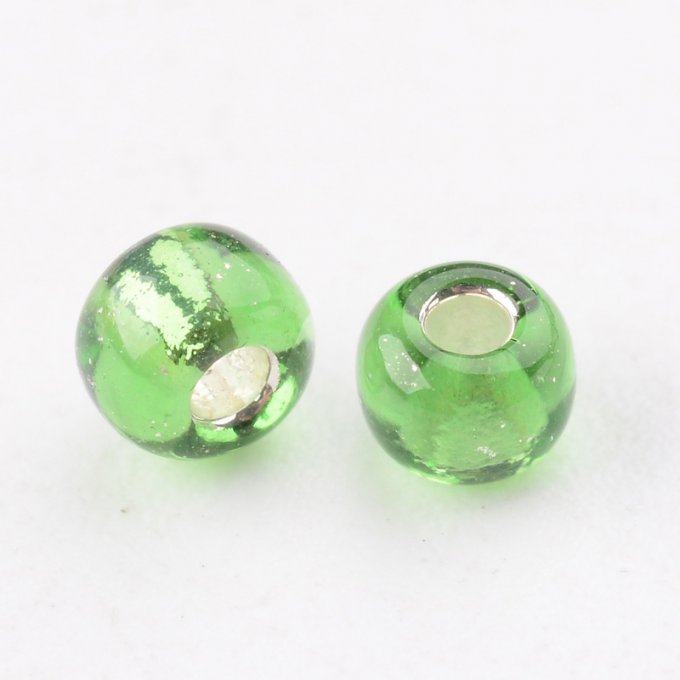 Rocaille transp 3mm,trou argenté,citron vert (20g)