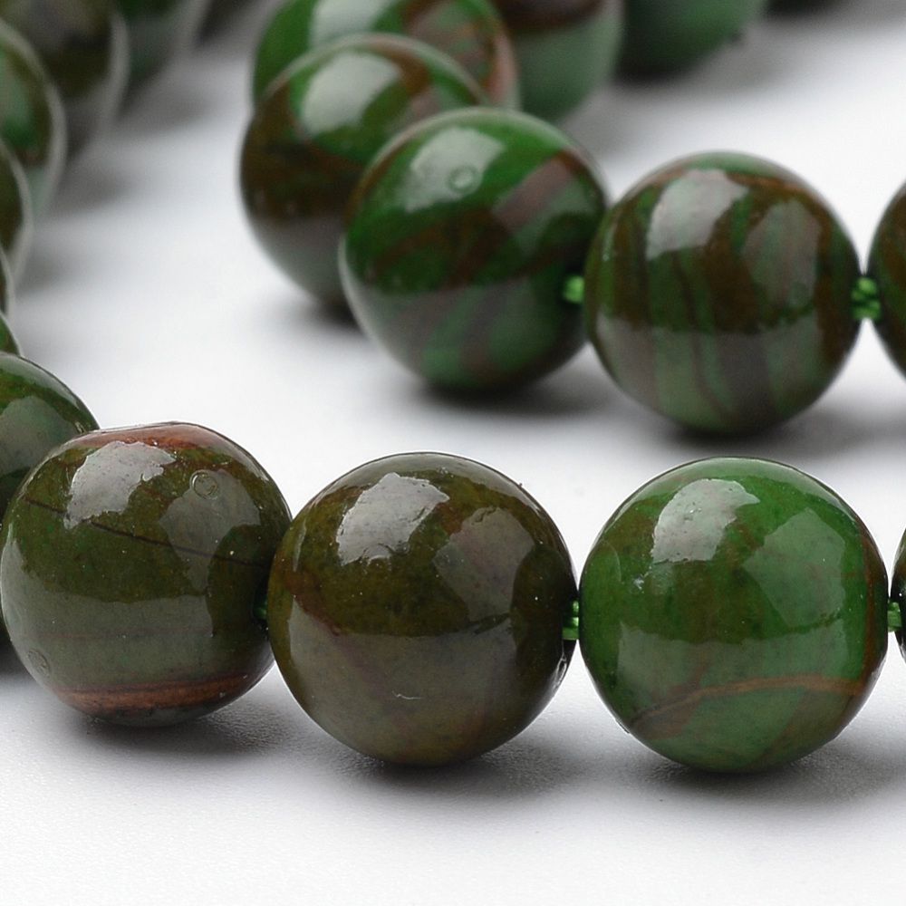 Perle ronde en jade verte naturelle  Ø8mm