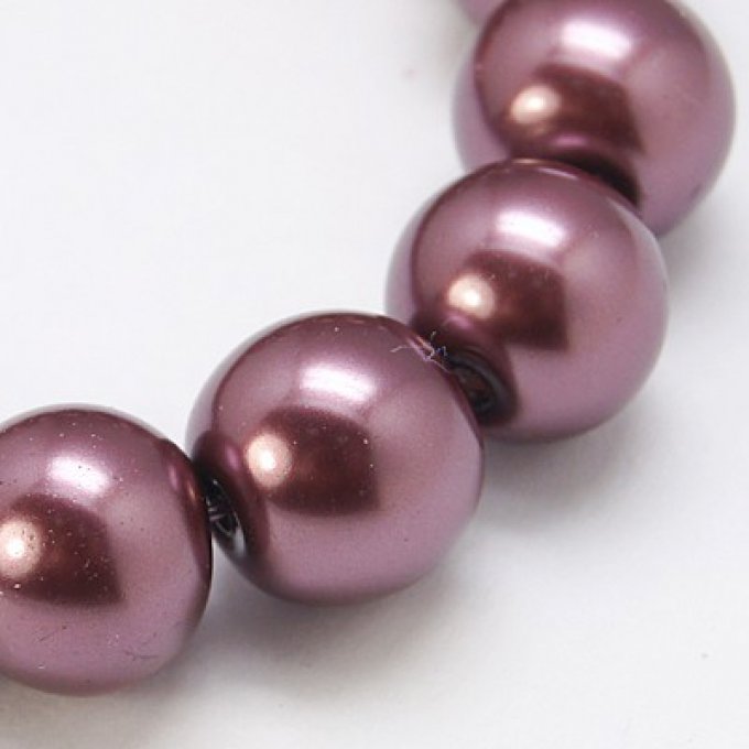 Perles rondes ,nacrées ,6 mm, pourpre (x25)