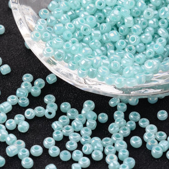 Perles de rocaille 3mm,ceylan rond , aqua (20g)