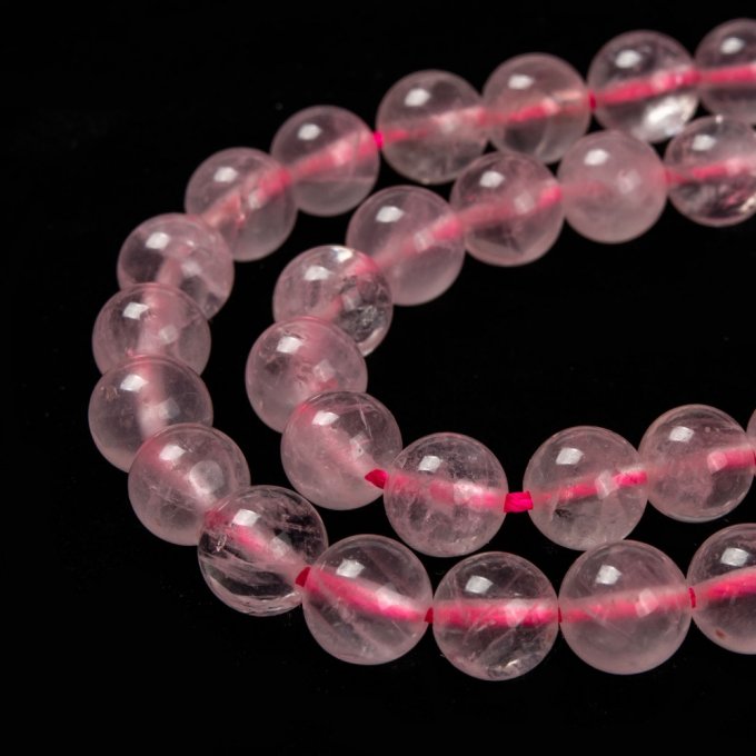 Perle ronde en quartz rose transparent naturel  8mm 