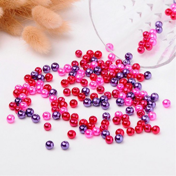 Mélange de 200 perles nacrées Ø6mm Saint-Valentin