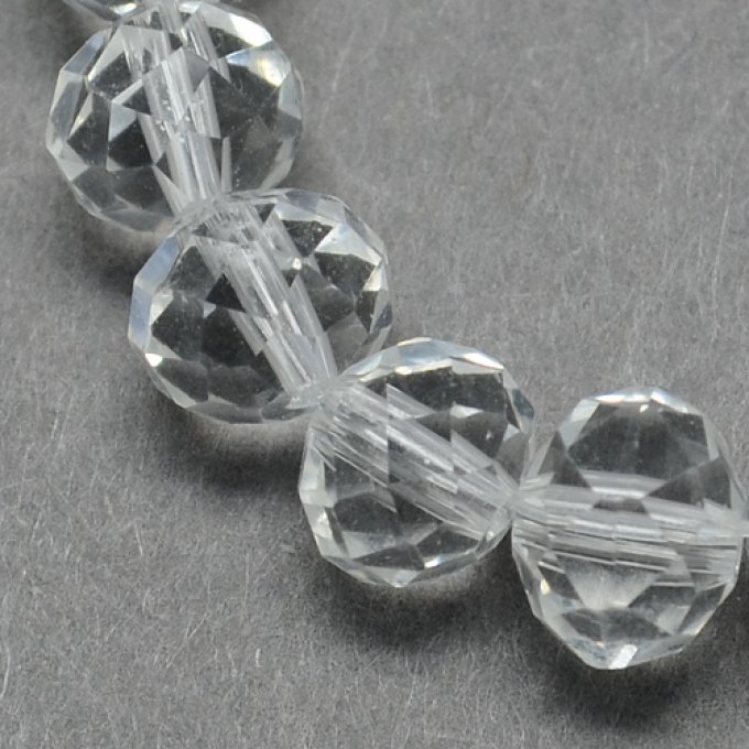 Perles facettées,transparentes, forme  abaque 6x4mm cristal (x50)