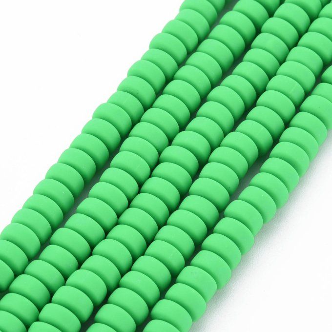 Perles Heishi en pâte polymère 6.5x3mm (x1 chapelet) couleur citron vert