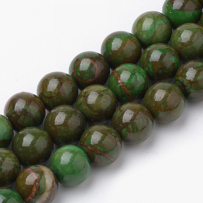 Perle ronde en jade verte naturelle  Ø8mm