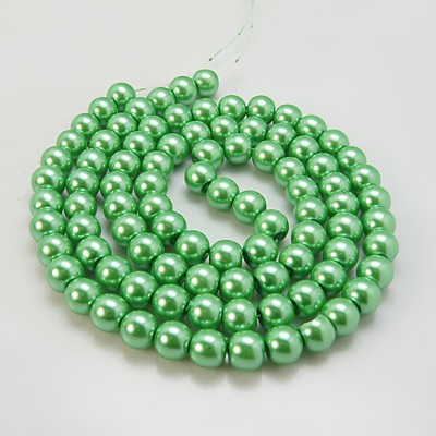 Perles rondes ,nacrées ,8 mm, aigue-marine (x15)