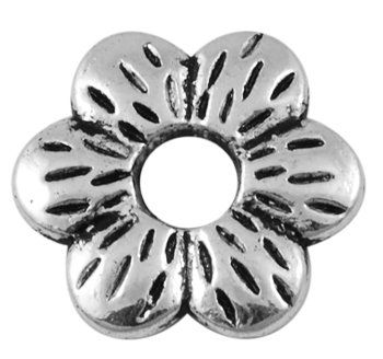 Perle  métallique forme fleur  Ø17x2mm couleur argent