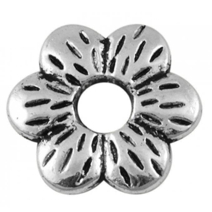 Perle  métallique forme fleur  Ø17x2mm couleur argent