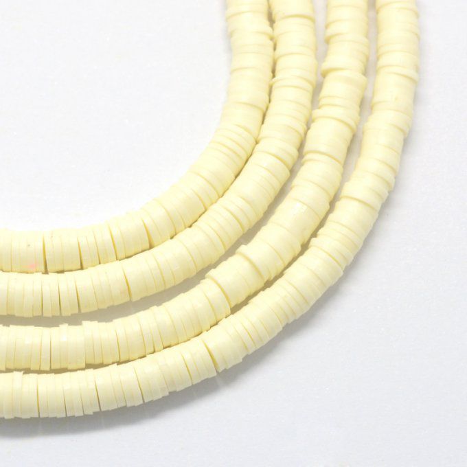 Perles Heishi en pâte polymère 6x1mm (x1 chapelet) couleur or jaune clair