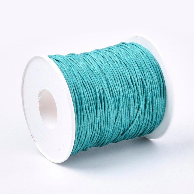 Cordon coton ciré Ø 1mm  bleu vert