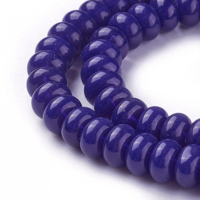 Perles de verre opaque forme rondelle 8x4mm  (x50)  couleur bleu nuit