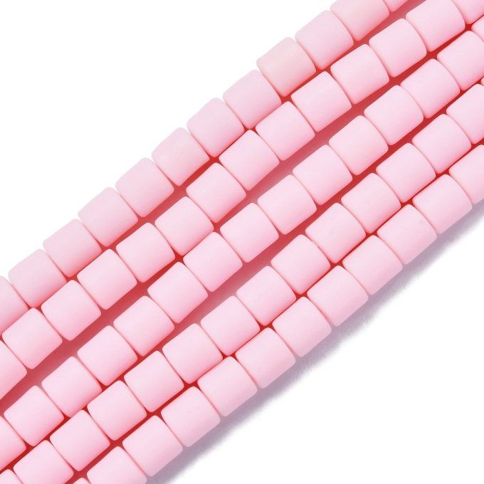 Perles Heishi en pâte polymère 6.5x6mm (x1 chapelet) couleur rose