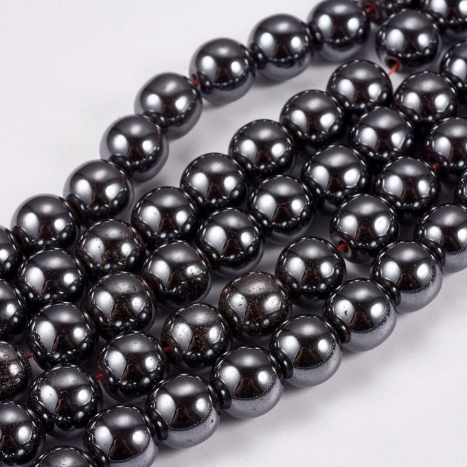 Perle ronde en hématite synthétique 4mm couleur noire 