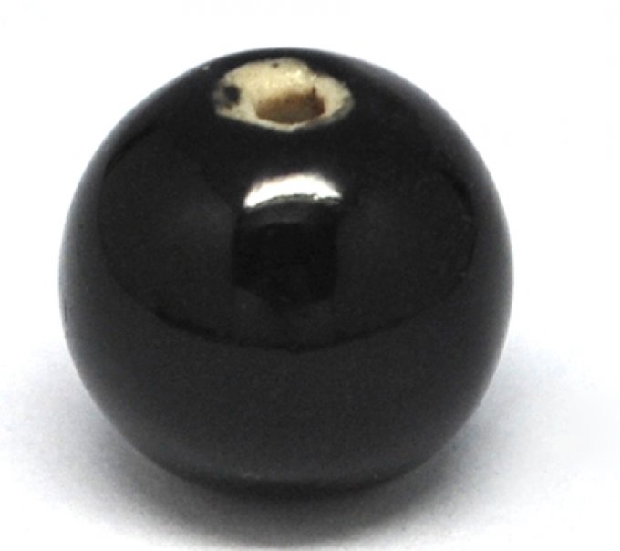 Perles porcelaine nacrée  Ø 20 mm  noire
