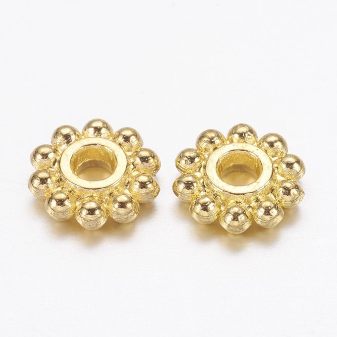Perles Heishi en métal doré en forme de disque 6x2/3mm (x100) 