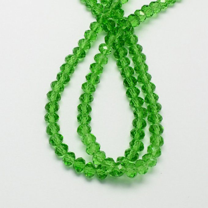 Perles facettées,forme abaque 4x3mm citron vert  (x50)