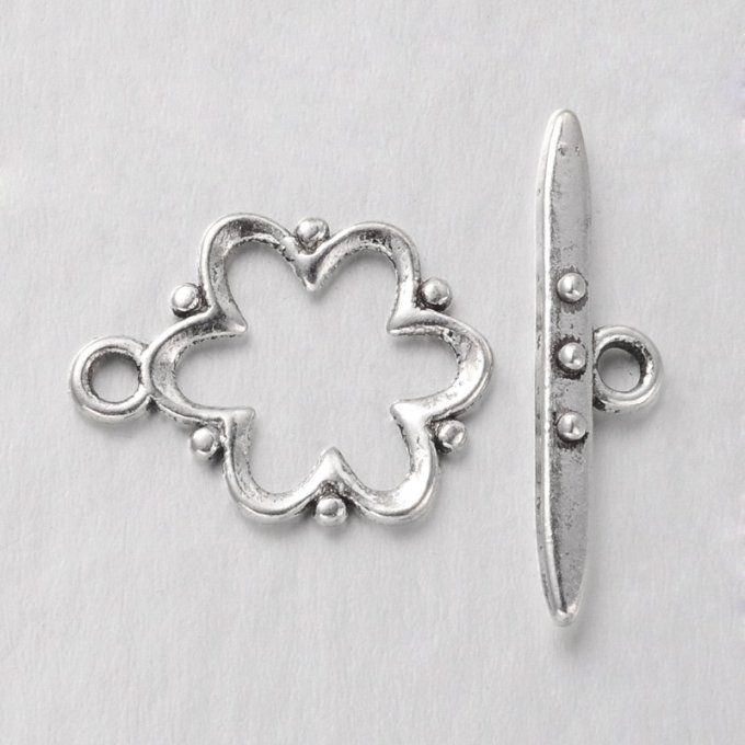 Fermoirs en T  Ø19x15.5mm couleur argent antique (x10)