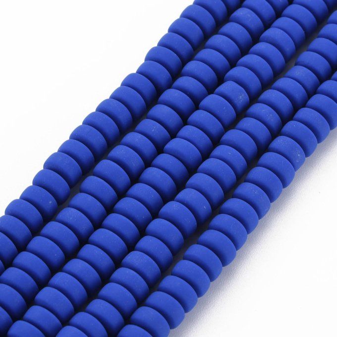 Perles Heishi en pâte polymère 6.5x3mm (x1 chapelet) couleur bleu