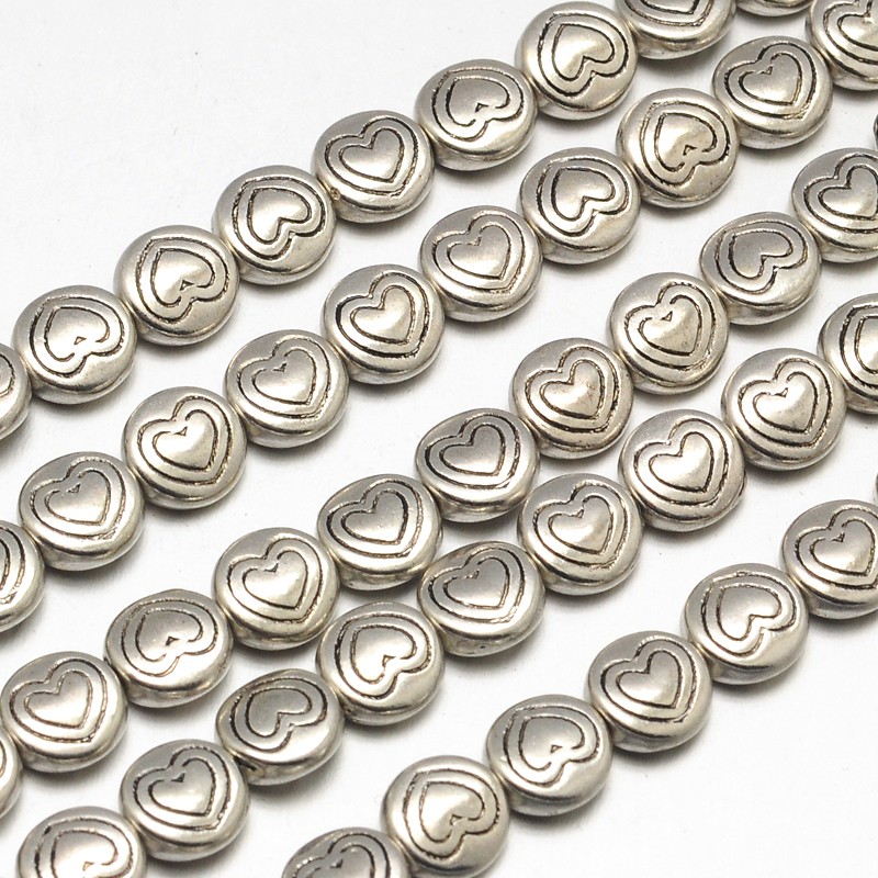 Perles métalliques Ø6.5mm forme coeur  (x10)