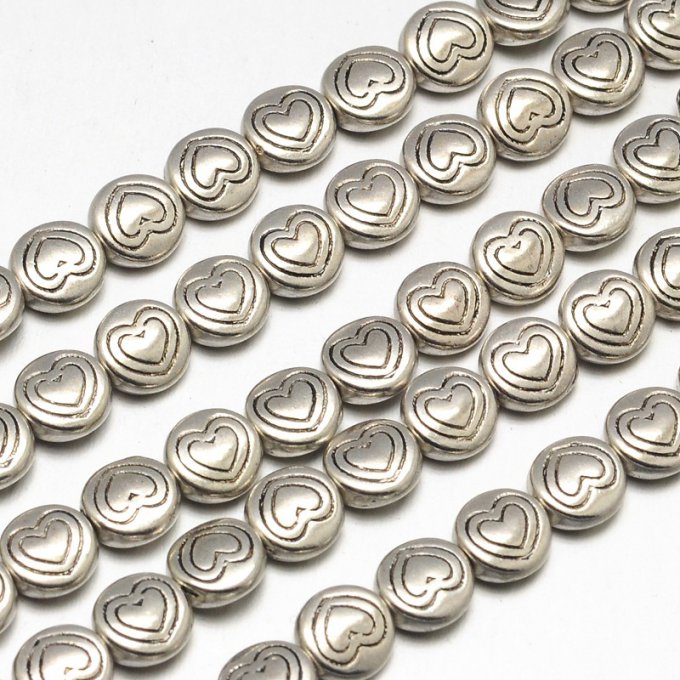 Perles métalliques Ø6.5mm forme coeur  (x10)