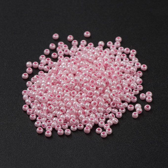 Rocaille ronde ceylon  11/0  2.3x1.5mm rose perle (20g) 