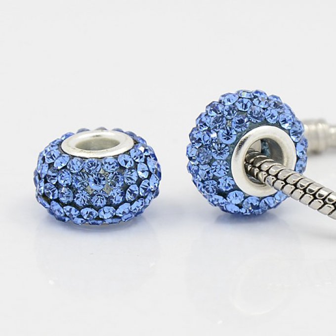 Perle Européenne avec strass Ø12mm saphir