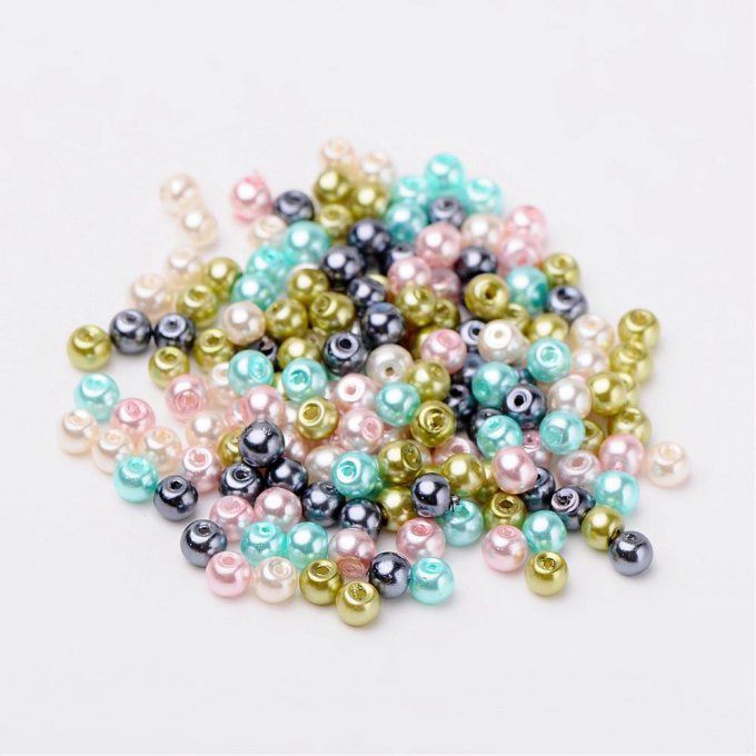 Mélange de 400 perles nacrées Ø4mm Pastel