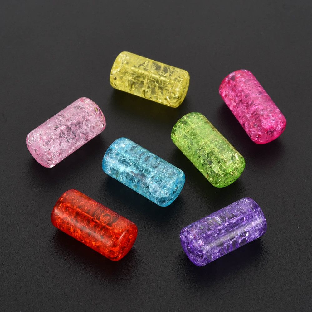 Perles acrylique  transparente en forme de tube   18.5x9.5mm mélanges de couleurs (x50) 