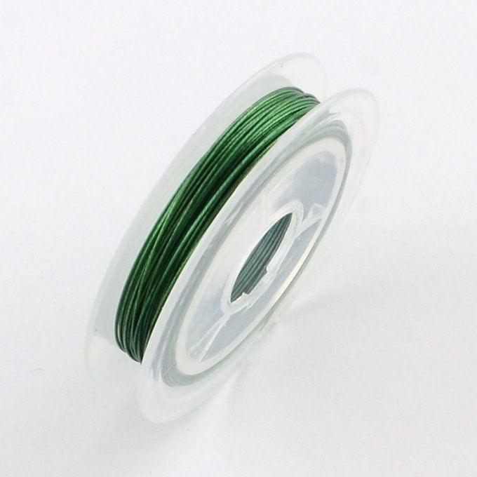 Fil câblé en acier revêtu nylon diamètre 0.45mm / long 10m couleur vert mer moyen