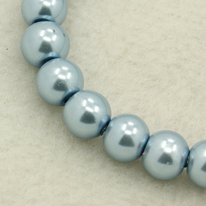 Perles rondes ,nacrées ,10 mm, bleu clair  (x10)