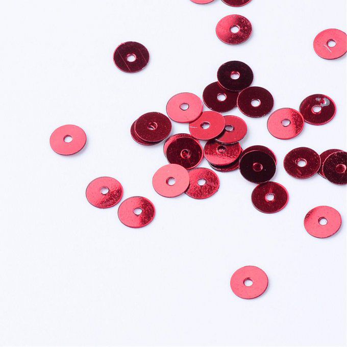 Paillettes / sequins forme rond/plat  diamètre 5mm couleur rouge foncé (env 1000) 